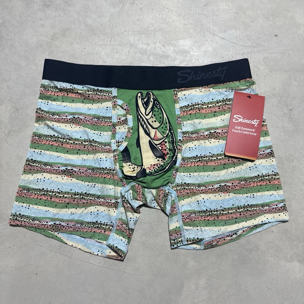 Shinesty Ball Hammock Boxers Men's SZ Medium Trout Fishing Fish Ball Pouch NEW